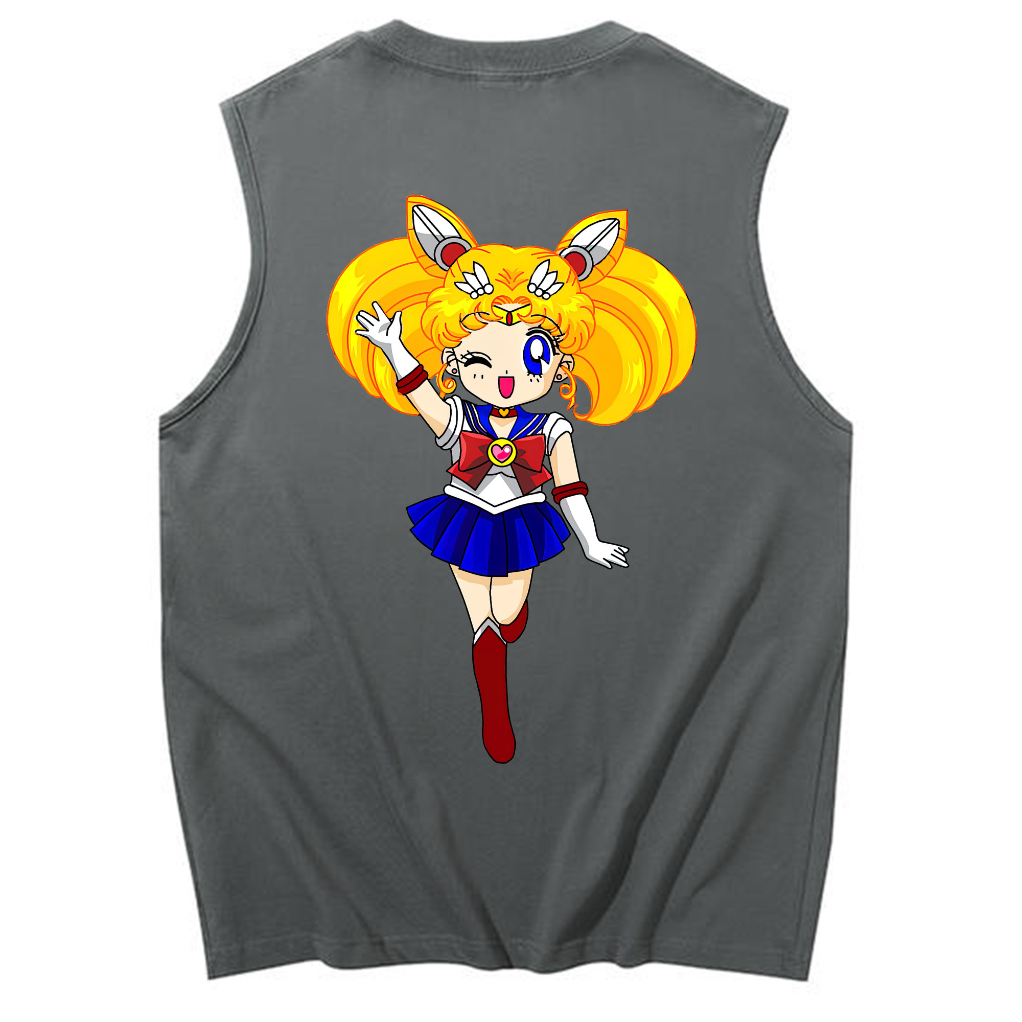 （画像用） 美少女戦士セーラームーン 月野 うさぎ つきの うさぎ Sailor Moon Tsukino Usagi コットン100％タンクトップ（背面プリント）